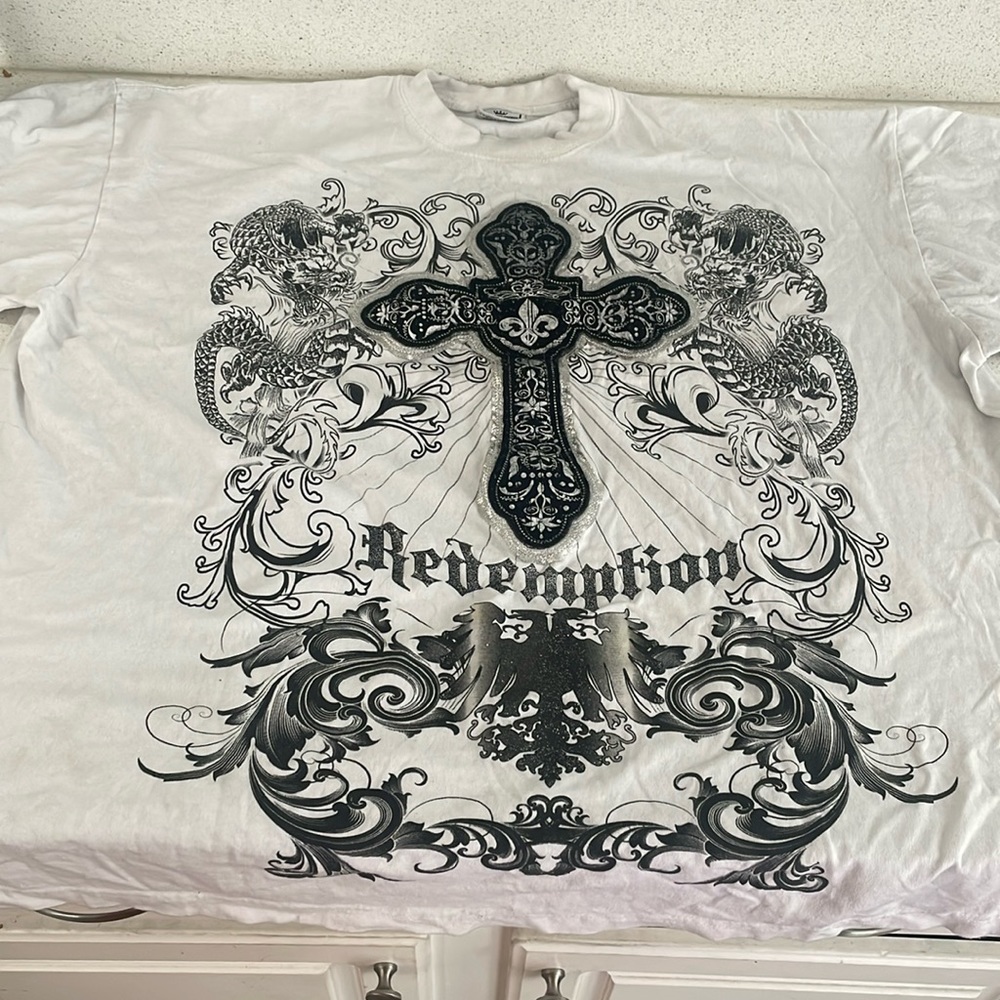 White graphic redemption shirt